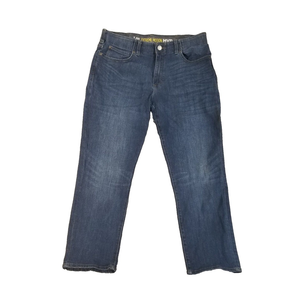Lee Jeans Men 38x29 Blue Extreme Motion MVP Regular Straight Stretch Denim
